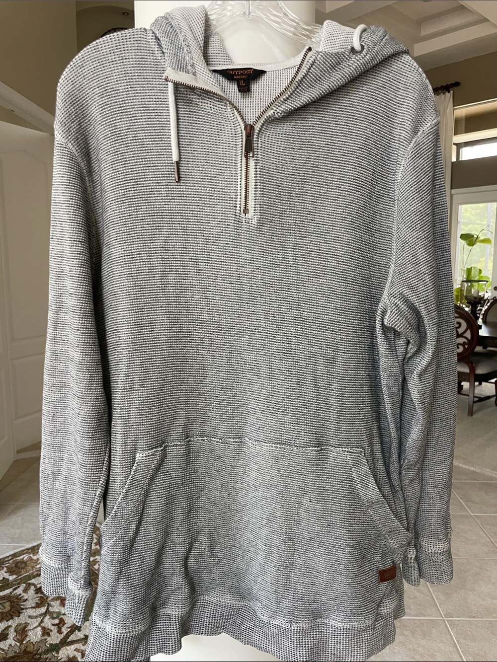 Men's Gray Hooded Half-Zip hoodie Pullover
